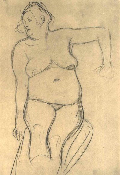 Seated Female Nude from the Front by Gustav Klimt